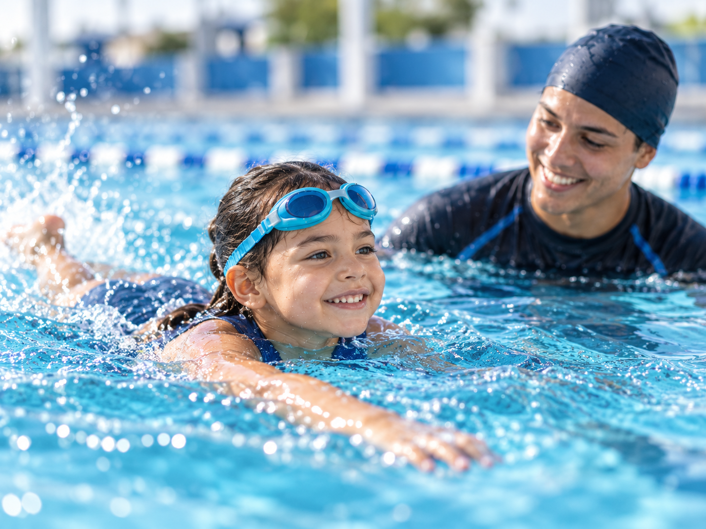 Alumno con experiencia previa avanzando en el agua en Academia Diyer